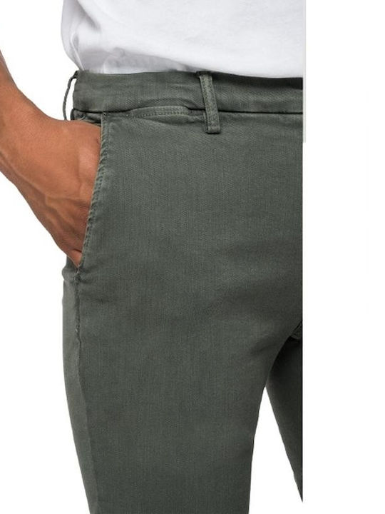 Zeumar Παντελόνι Chino Ελαστικό σε Slim Εφαρμογή Χακί