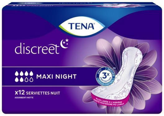 Tena Lady Night Maxi Women's Incontinence Pad Heavy Flow 6 Drops 12pcs