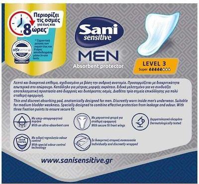 Sani Sensitive Men Super Level 3 Ανδρικές Σερβιέτες Ακράτειας Κανονικής Ροής 5 Σταγόνες 10τμχ