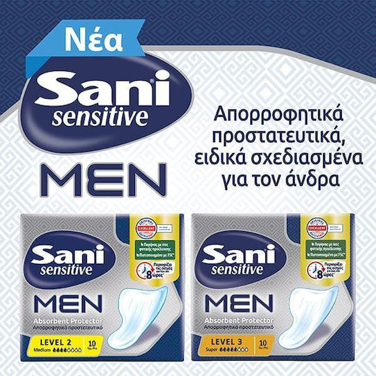 Sani Sensitive Men Super Level 3 Men's Incontinence Pad Normal Flow 5 Drops 10pcs