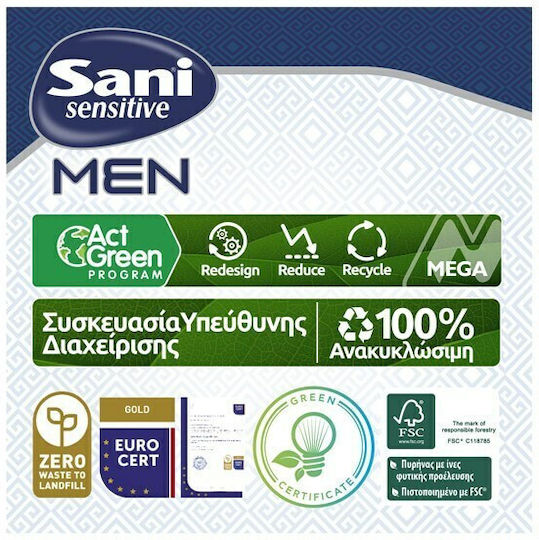 Sani Sensitive Men Medium Level 2 Men's Incontinence Pad Normal Flow 4 Drops 10pcs