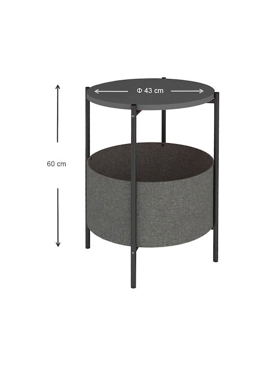 Round Side Coffee Table Kalid Wooden Anthracite W43xL43xH60cm