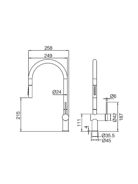 Imex Berna Tall Kitchen Faucet Counter with Shower Black