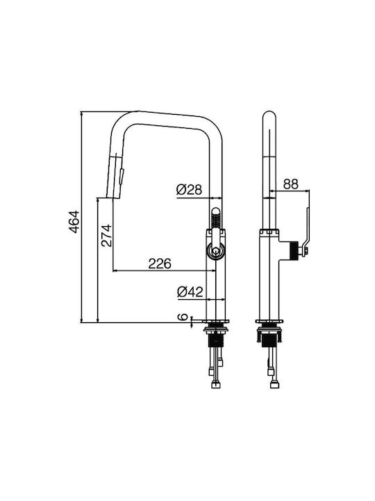 Imex Niza Kitchen Faucet Counter with Shower Black
