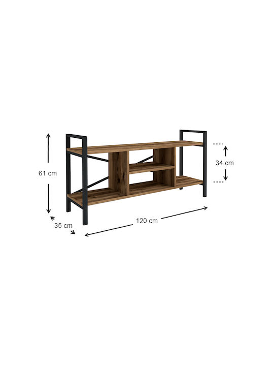 TV Stand Santana Black - Smoked Walnut L120xW35xH61cm