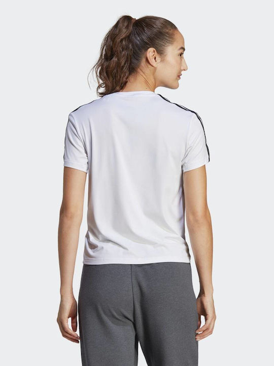 Adidas Essentials 3-Stripes Feminin Sport Tricou Uscare rapidă Alb