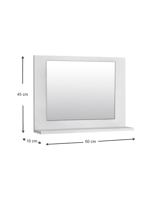 Megapap Devlin Oglindă de Baie Dreptunghiulară cu Raft 60x45cm Alb