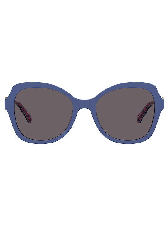 Moschino Women's Sunglasses with Blue Plastic Frame and Gray Lens MOL059/S PJP/IR