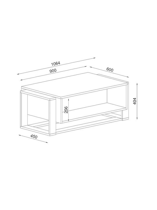 Rectangular Central Coffee Table Serina Wooden Black Marble Effect W107xL60xH40cm
