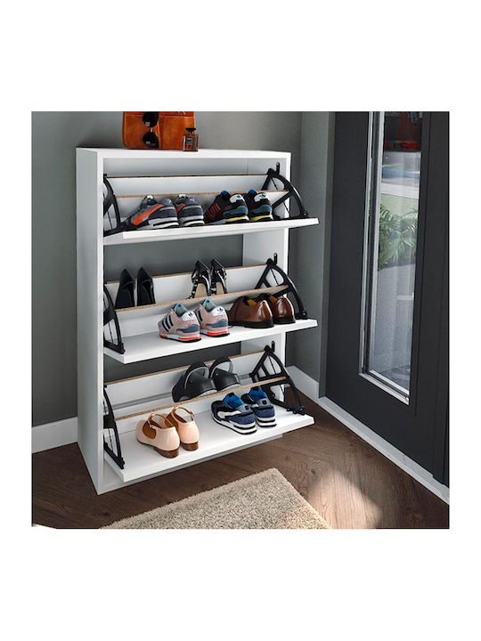 Nave Wooden Shoe Organizer with 3 Shelves White 73.6x24x110cm