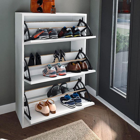 Suport pentru pantofi Nave cu 3 Rafturi Albă L73.6xW24xH110cm