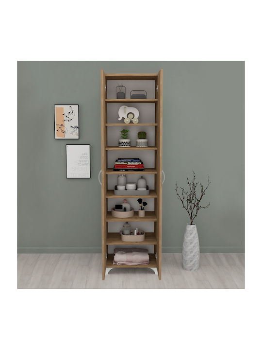 Lilly Wooden Shoe Organizer with 8 Shelves Pine Oak 49x32x178cm