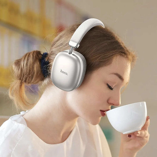 Hoco W35 Безжични / Жични Over Ear Слушалки с Радио с 40 часа Работа Сребристи