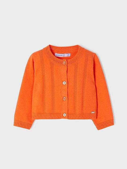 Mayoral Girls Knitted Cardigan with Buttons Orange