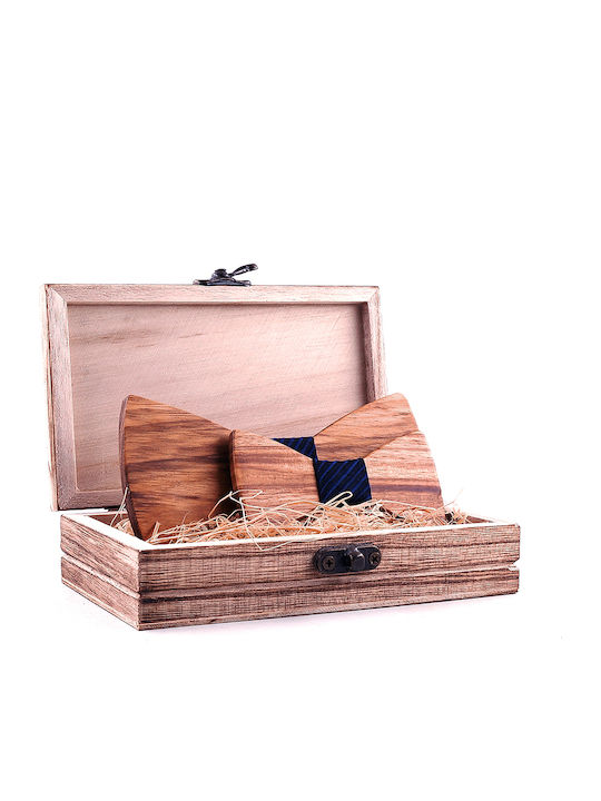 Legend Accessories Wooden Bow Tie Set with Kids Bow Tie Tabac/Blue
