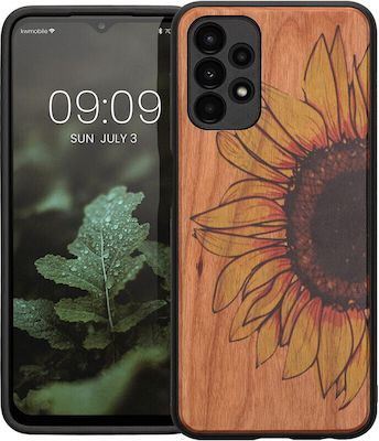 KWmobile Wood Sunflower Umschlag Rückseite Hölzernes Gelb (Galaxy A13 4G) 58315.05