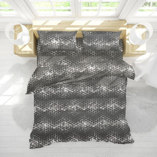 Viopros Duvet Cover Set Cotton Semi-double with Pillowcase 180x240 Carter Charcoal
