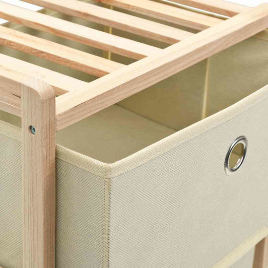 Storage Drawer from Wood & Fabric Natural / White M32xW26xH60cm