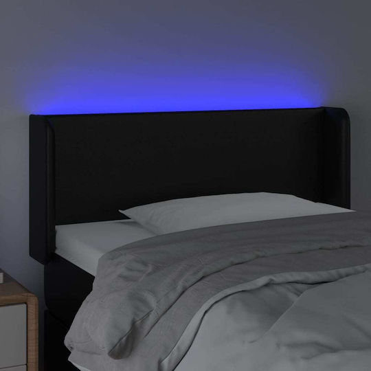 vidaXL LED Bed Headboard in Black Faux Leather 103x88cm