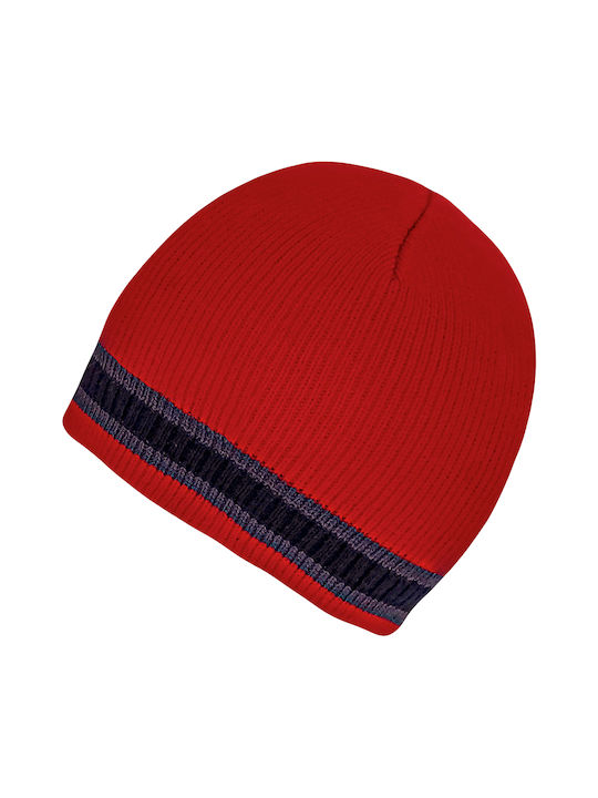 Men's beanie beanie knitted beanie Red with stripe code 2576