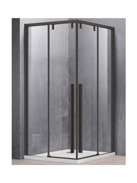 Karag Santorini 100 NR-10 Cabin for Shower with Sliding Door 80x120x200cm Clear Glass Nero