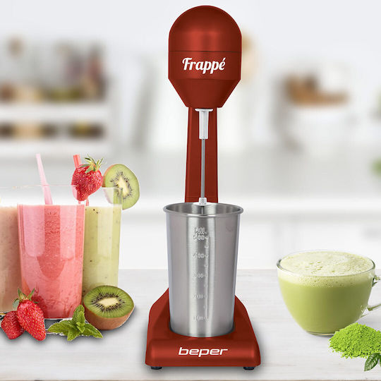Beper Milk Frother Tabletop 100W with 2 Speed Level Red