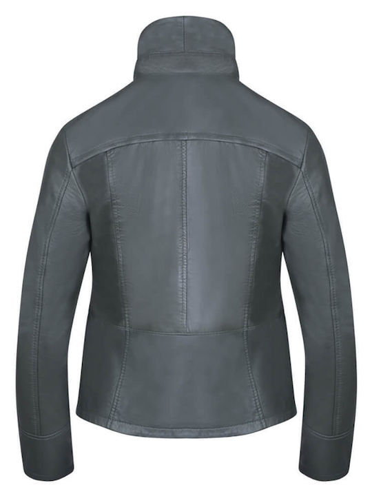 Prince Oliver Δερμάτινο Γυναικείο Biker Jacket Χακί