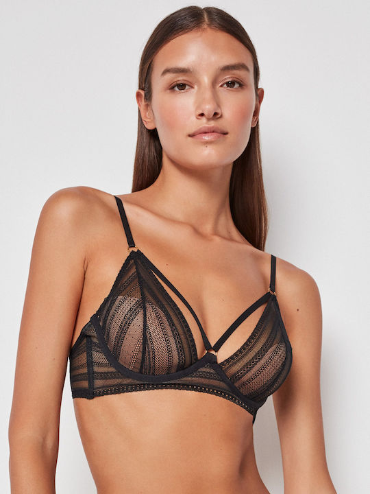 Gisela Δαντελένιο Σετ Εσωρούχων Bralette με Brazil Μαύρο
