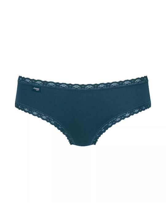 24/7 Weekend Hipster Βαμβακερά Women's Slip 3Pack with Lace Blue / Ciel / Black