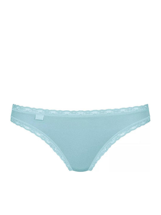 24/7 Weekend Tanga Βαμβακερά Women's Slip 3Pack with Lace Blue / Ciel / Black