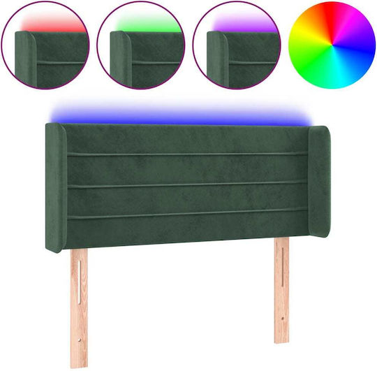 vidaXL LED Bed Headboard Fabric Dark Green 103x88cm