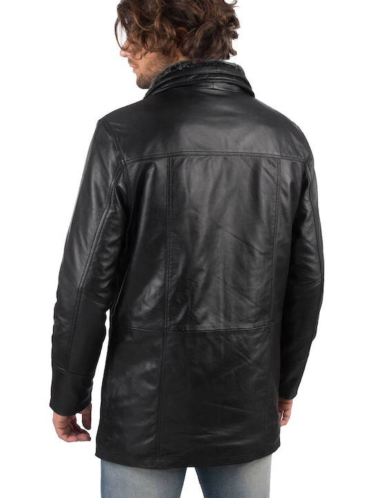 Vainas Sheep Men's Winter Leather Jacket Black