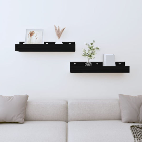 Regale Wand Schwarze 2Stück 50x12x9cm