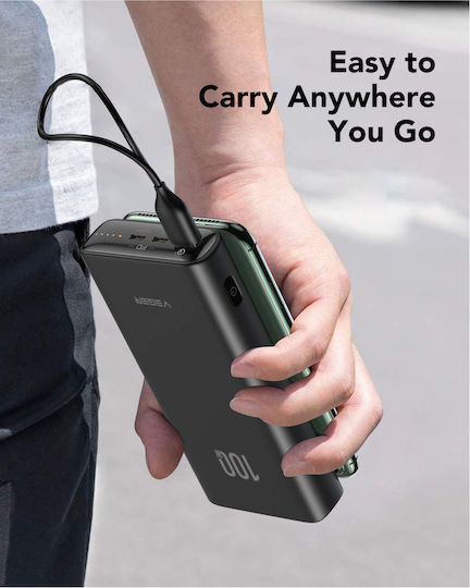Veger T100 Power Bank 20000mAh 100W με Θύρα USB-A και 2 Θύρες USB-C Power Delivery Μαύρο