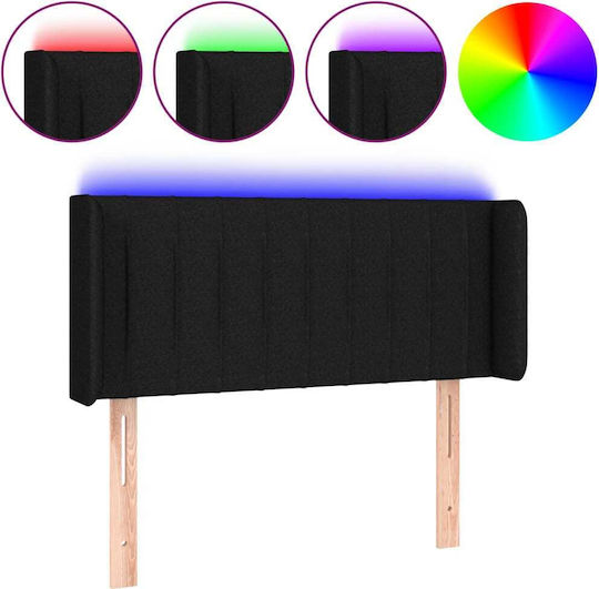 vidaXL LED Bed Headboard Fabric Black 103x88cm