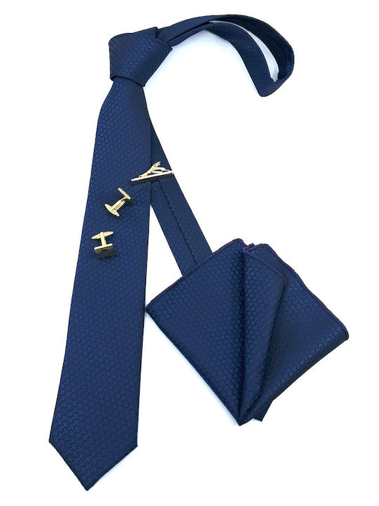 Legend Accessories Herren Krawatten Set Monochrom in Blau Farbe