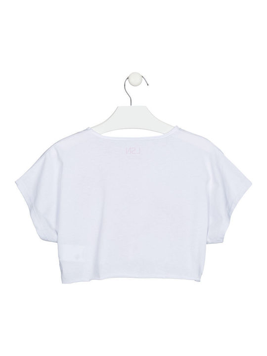 Losan Kinder-Crop-Top Kurzarm Weiß