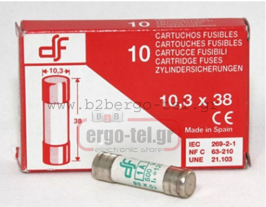 DF electric Safety Cylindrical Porcelain Fast-Bow 10x38mm 2A (054-210382002) 1pcs