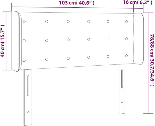 vidaXL LED Bed Headboard Fabric Light Grey 103x88cm