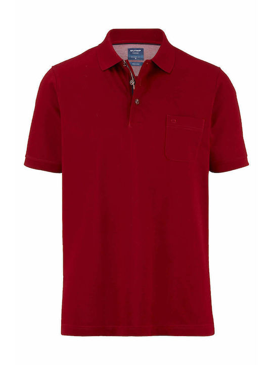 Olymp Men's Short Sleeve Blouse Polo Red