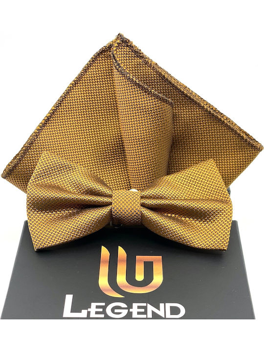 Legend Accessories Set Papion din material textil cu batista Legend Kamel
