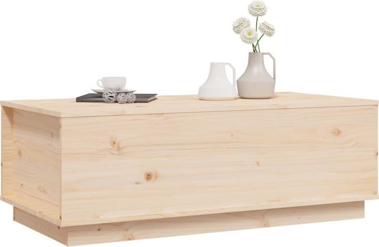 Rectangular Central Coffee Table Made of Solid Wood with Lifting Mechanism Beige 100x50x35 cm