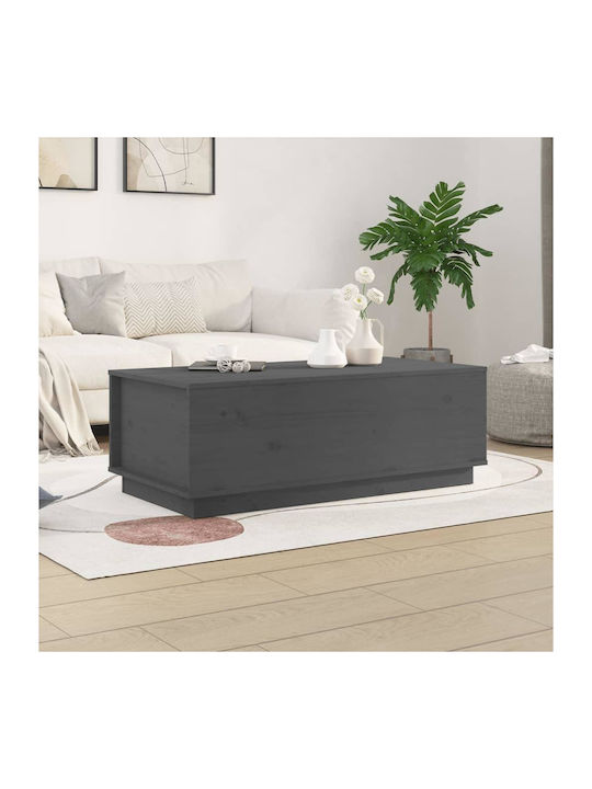 Rectangular Solid Wood Coffee Table with Lift Top Gray L100xW50xH35cm