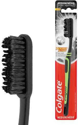 Colgate Double Action Charcoal Manual Toothbrush Medium Black / Green 1pcs