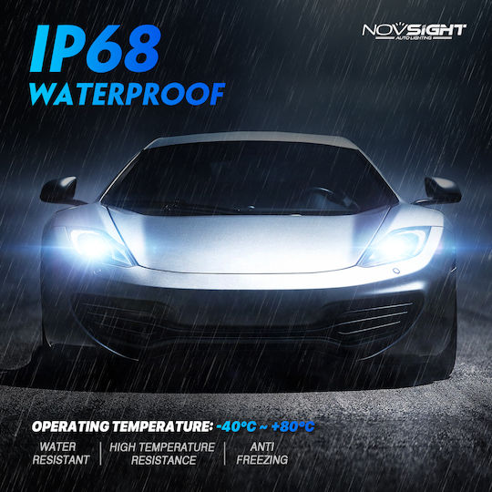 NovSight Λάμπες Αυτοκινήτου H4 LED 6500K Ψυχρό Λευκό 12V 100W 2τμχ
