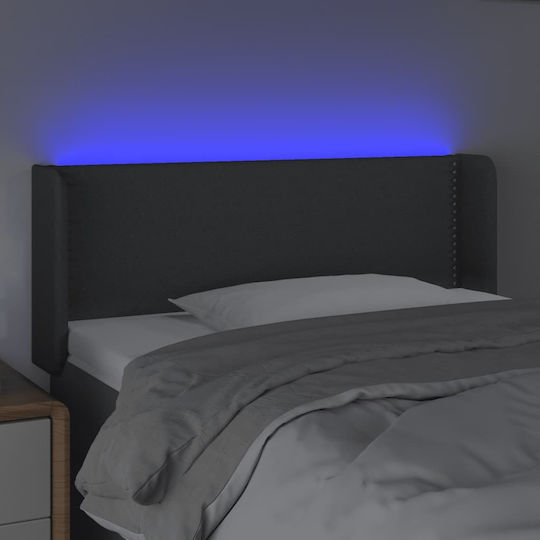 vidaXL Tăblie de Pat LED din Țesătură Gri Închis 103x88 cm