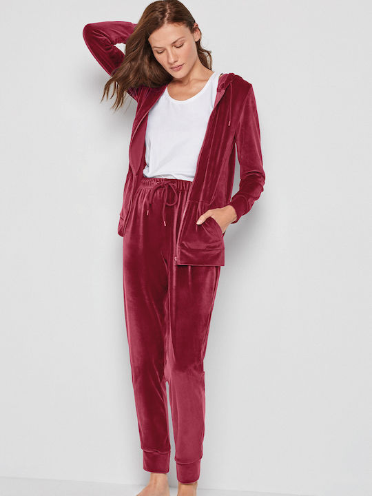 Gisela Set de trening pentru femei Burgundy Catifea