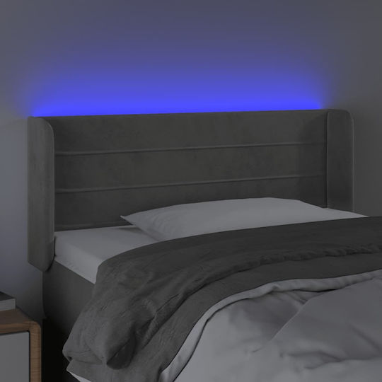 vidaXL LED Bed Headboard Fabric Light Grey 103x88cm