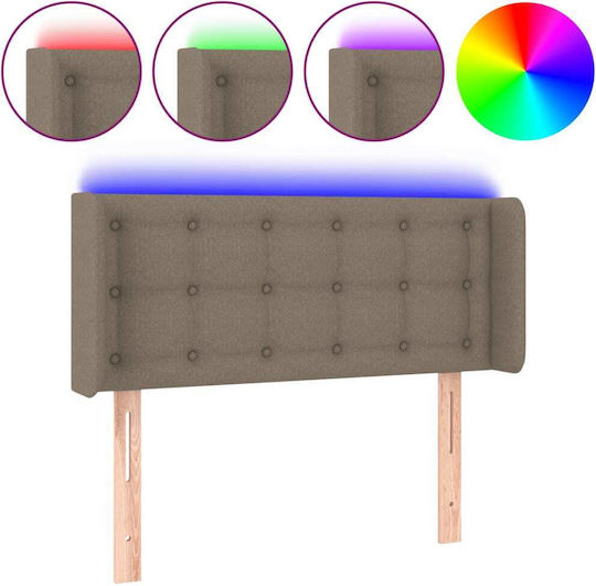 vidaXL Tăblie de Pat cu LED din Țesătură Taupe 103x88cm