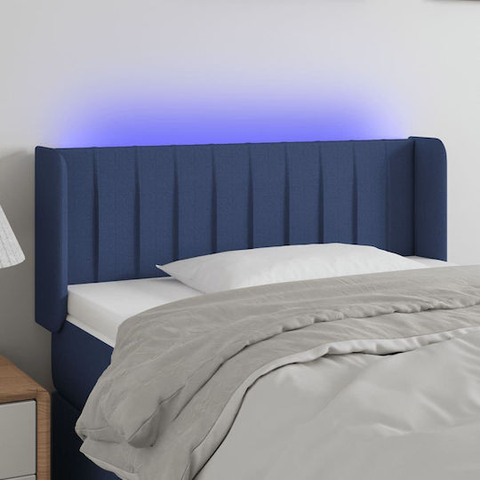 vidaXL LED Bed Headboard Fabric Blue 103x88cm